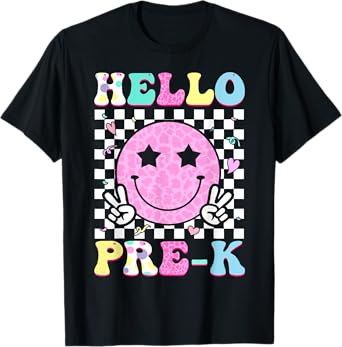Hello Pre-K Groovy Back to School PreK Preschool Girls Kids T-Shirt