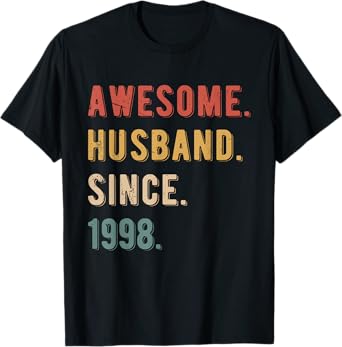 27th Wedding Anniversary For Him Awesome Husband Since 1998 T-Shirt