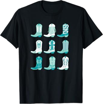 Teal Cowgirl Boots Pretty Country Girl Turquoise T-Shirt