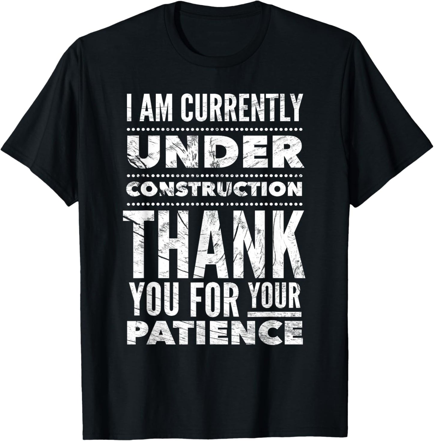Under Construction Post Surgery T-Shirt - Black, Unisex-Adults, Short Sleeve, Medium, US Size 15, 21 Inches Sleeve Length