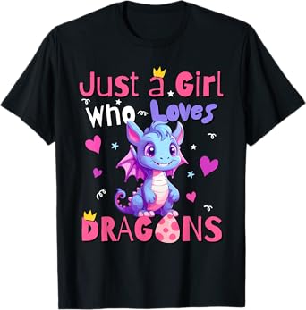 Just a Girl Who Loves Dragon Kid Teen Toddlers Women Fantasy T-Shirt
