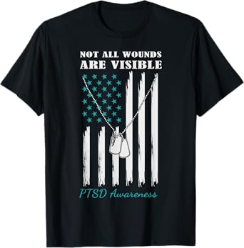 Not All Wounds Are Visible USA Flag PTSD Awareness T-Shirt