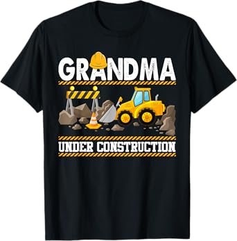 Grandma Under Construction Kids Excavator Matching Family T-Shirt