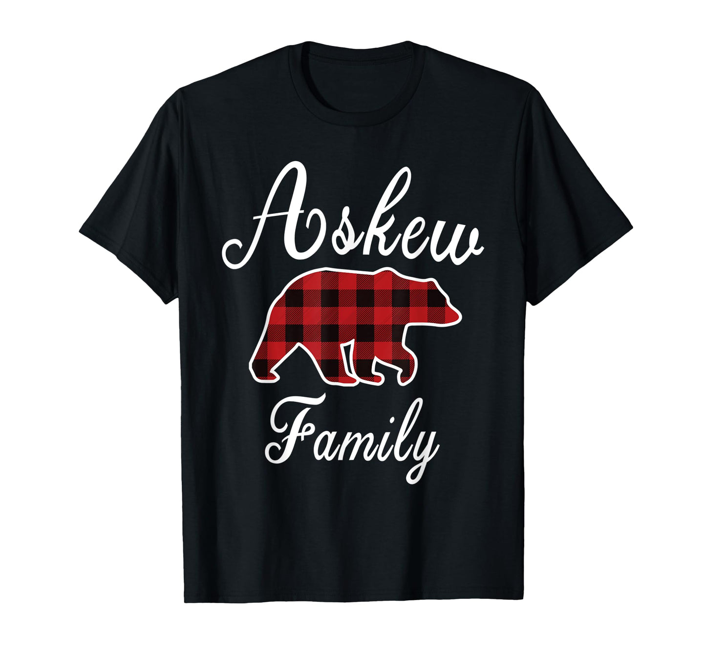 ASKEW Family Bear Red Plaid Christmas Pajama Men Women Gift T-Shirt