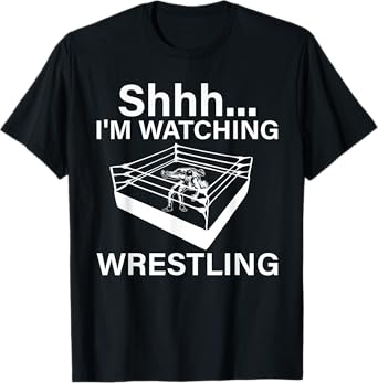 Shhh I'm Watching Wrestling Wrestling Art For Men Boys Kids T-Shirt