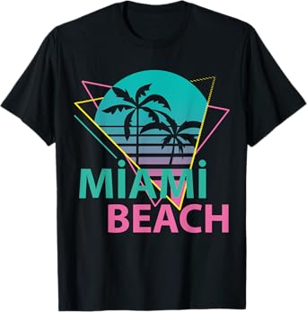 Miami Beach Florida Proud Floridian Retro Palms Trees T-Shirt for Men Women Girls Kids