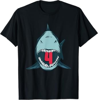 Megalodon Shark 4th Birthday 4 Years Megalodon Birthday T-Shirt
