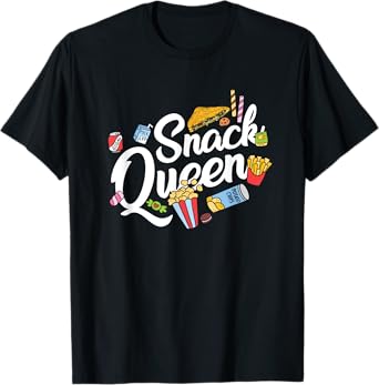 Funny Snack Lover Designs For Women Girls Snack Queen T-Shirt