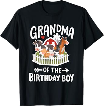 Grandma Of The Birthday Boy Farm Animal Bday Family Matching T-Shirt