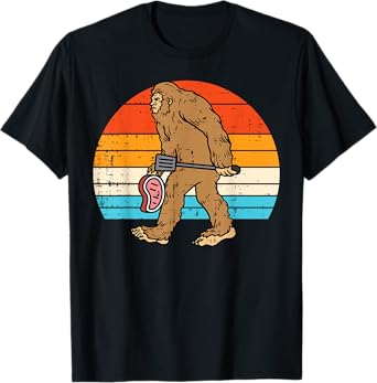 Bigfoot Sasquatch Bbq Retro Barbecue Grilling Men Women Kids T-Shirt