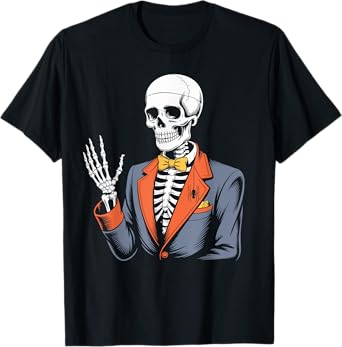 Halloween Skeleton Spooky Tuxedo Costume For Boys Men T-Shirt