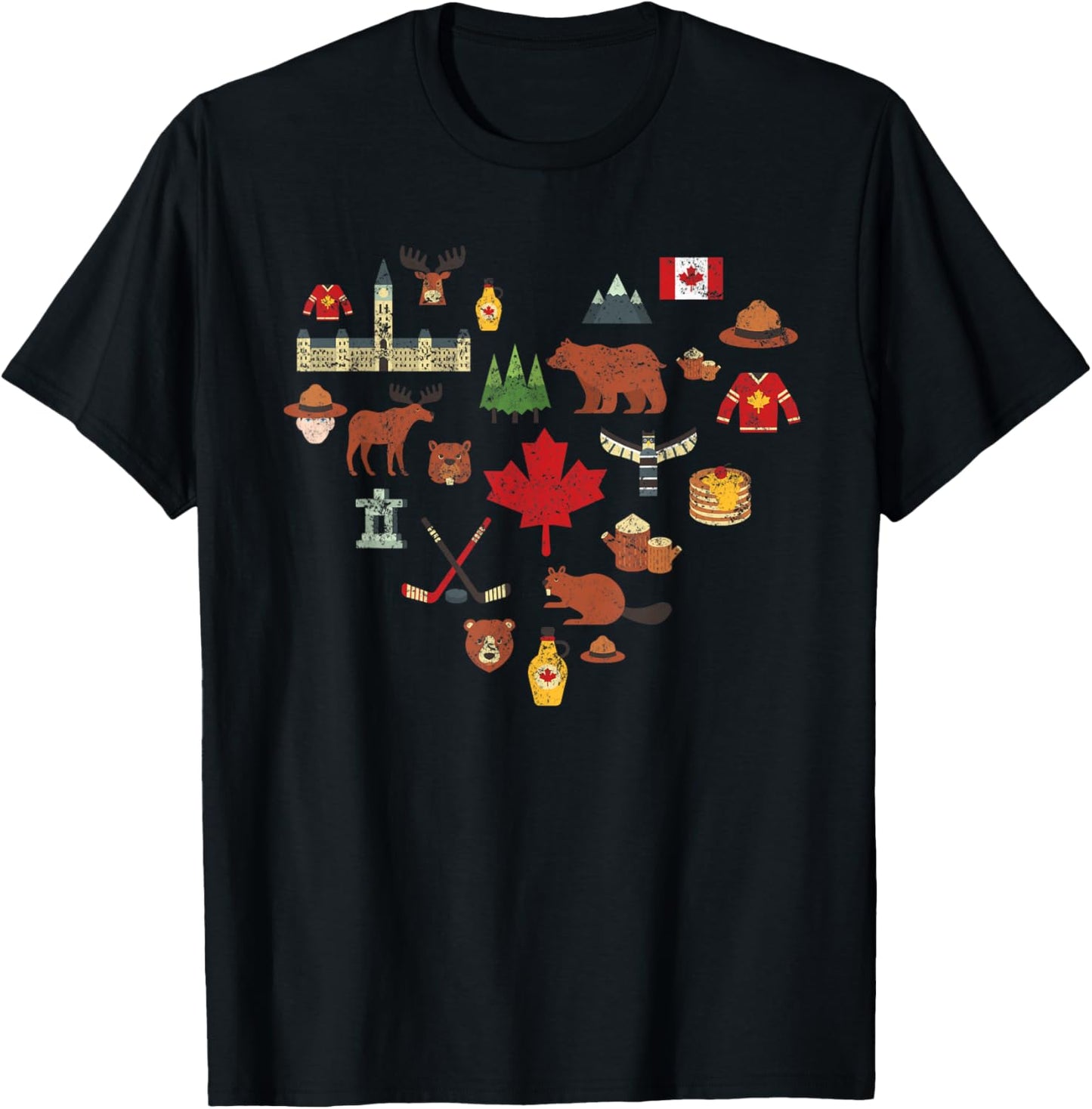 Canadian Vintage Symbols Canada Flag Maple Leaf RCMP T-Shirt