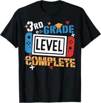 3rd Grade Level Complete Last Day Of School Gamer Boys Kids T-Shirt