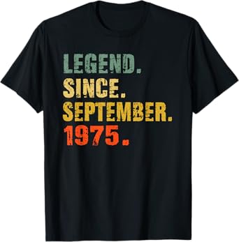 47 Year Old 47th Birthday Gifts Legend Since September 1975 T-Shirt
