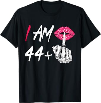 I Am 44 Plus 1 Middle Finger Funny 45th Women's Birthday T-Shirt