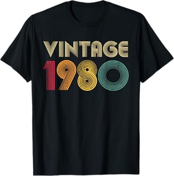 45th Birthday Gift For Women Men 1980 45 Years Old Retro T-Shirt