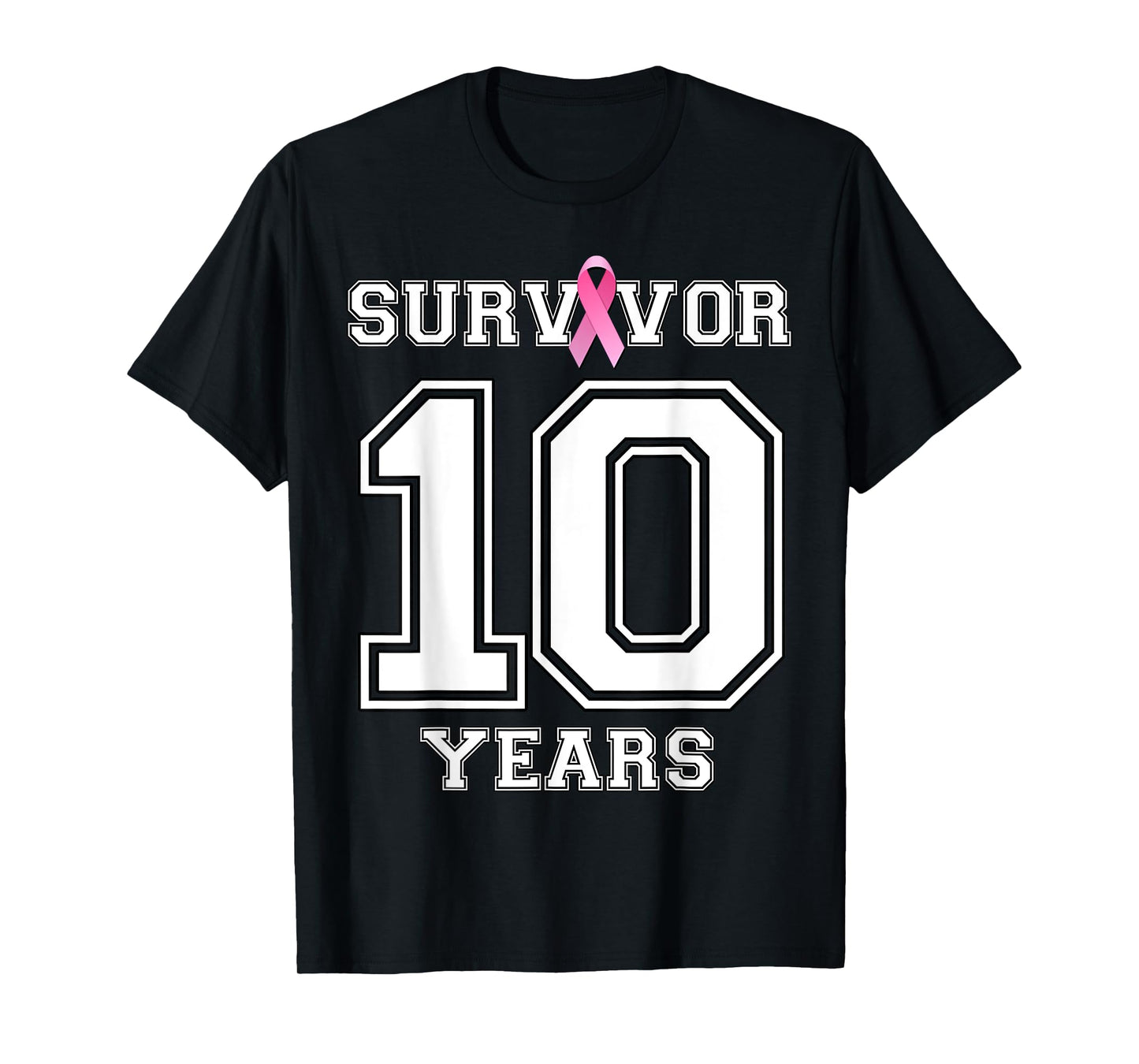 10 Years Breast Cancer Survivor Gifts For Women Pink Ribbon T-Shirt
