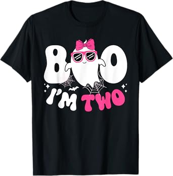 Kids Ghost Boo I'm Two 2nd Birthday Girl Halloween T-Shirt