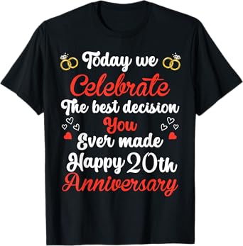 20 Years Anniversary Marriage Couples 20th Year of Marriage T-Shirt