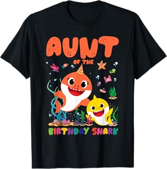 Funny Birthday Boy Girl Aunt Of The Birthday Family Shark T-Shirt