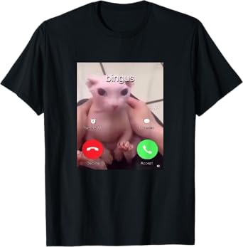 Bingus Is Calling Hairless Sphinx Cat Bingus Cat Meme T-Shirt