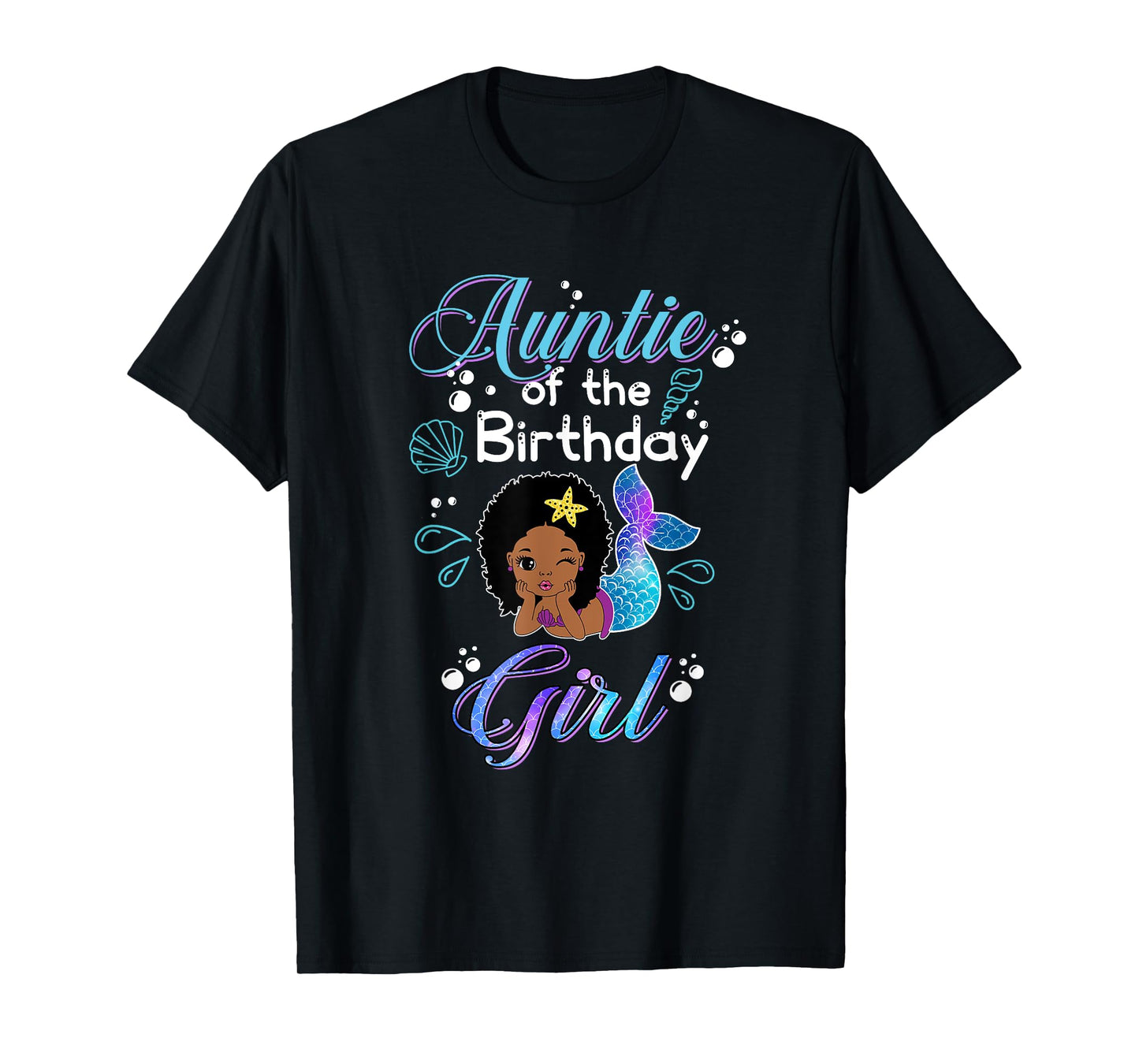 Auntie Of The Birthday Mermaid African American Kids Women T-Shirt