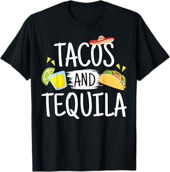 Funny Tacos And Tequila T-Shirt Mexican Sombrero Tee Gift T-Shirt