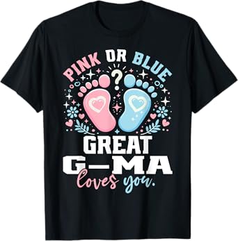 Pink or Blue Great G-Ma Footprints Gender Reveal T-Shirt