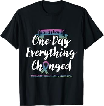 Metastatic Breast Cancer Awareness Fight Pink Green Blue T-Shirt