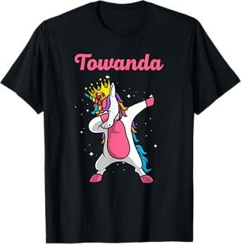 TOWANDA Name Personalized Birthday Dabbing Unicorn Queen T-Shirt