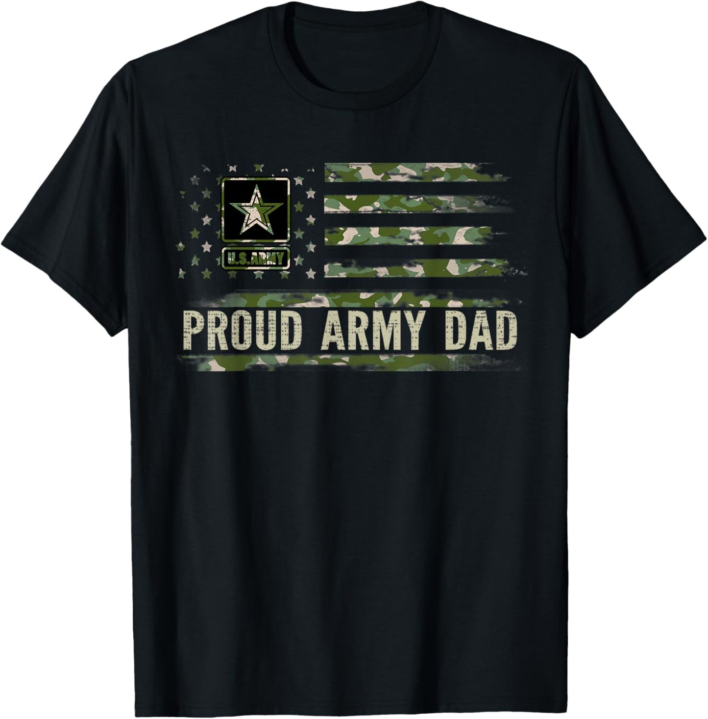 Vintage Proud Army Dad Camo American Flag Veteran Gift T-Shirt