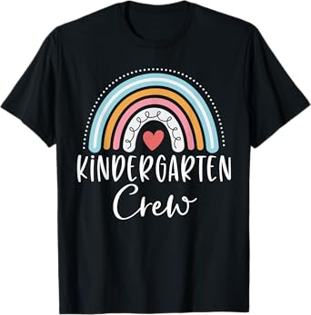 Kindergarten Crew Cute Rainbow Heart Kinder Teacher T-Shirt