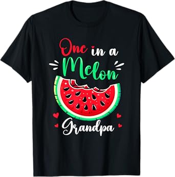 One in a Melon Grandpa Birthday Party Matching Family Funny T-Shirt