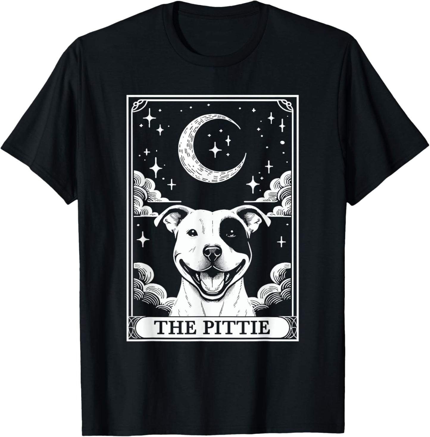 Tarot Card Vintage Crescent Moon Pit Bull Dog Pittie Mom T-Shirt