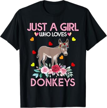 Donkey Tee For Women Kids Gift Just A Girl Who Loves Donkeys T-Shirt