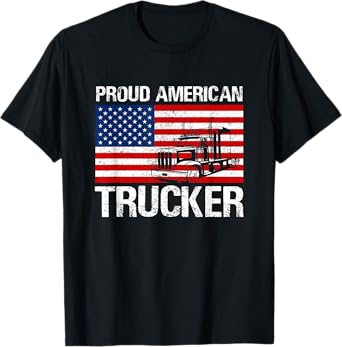 Proud American Trucker product Truck Driver Gifts Men Women T-Shirt