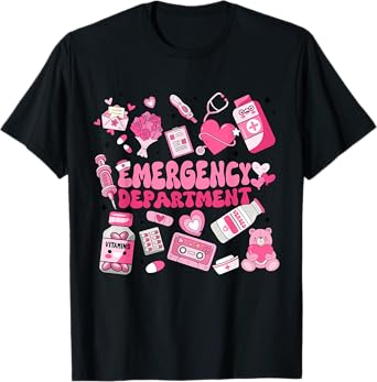 Retro Emergency Department Pink Valentine ER Nurse Women Kid T-Shirt