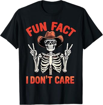 Fun Fact I Don’t Care Retro Skeleton with Sunglasses T-Shirt
