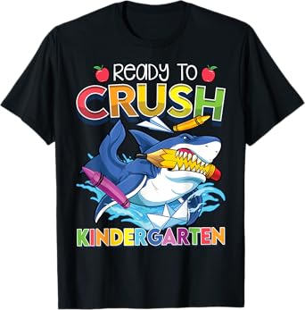 Ready To Crush Kindergarten Shark Back To School Boys Girls T-Shirt