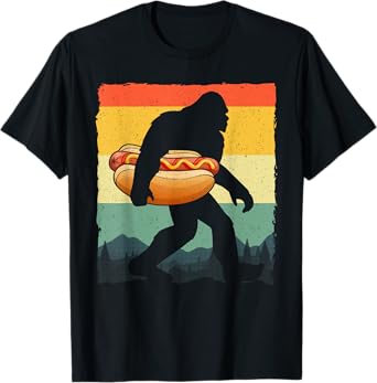 Funny Hot Dog Art For Men Women Bigfoot Hotdog Lovers T-Shirt