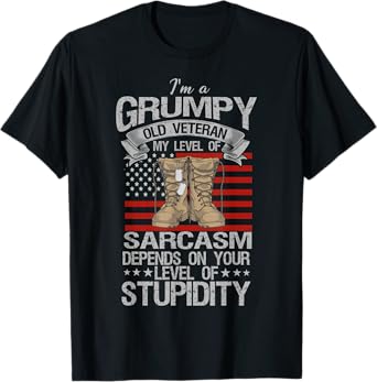 I'm A Grumpy Old Veteran Funny Army US Flag Grandpa T-Shirt