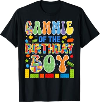 Gammie Of The Birthday Boy Building Block Birthday T-Shirt