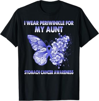Butterfly I Wear Periwinkle For My Aunt Stomach Cancer T-Shirt