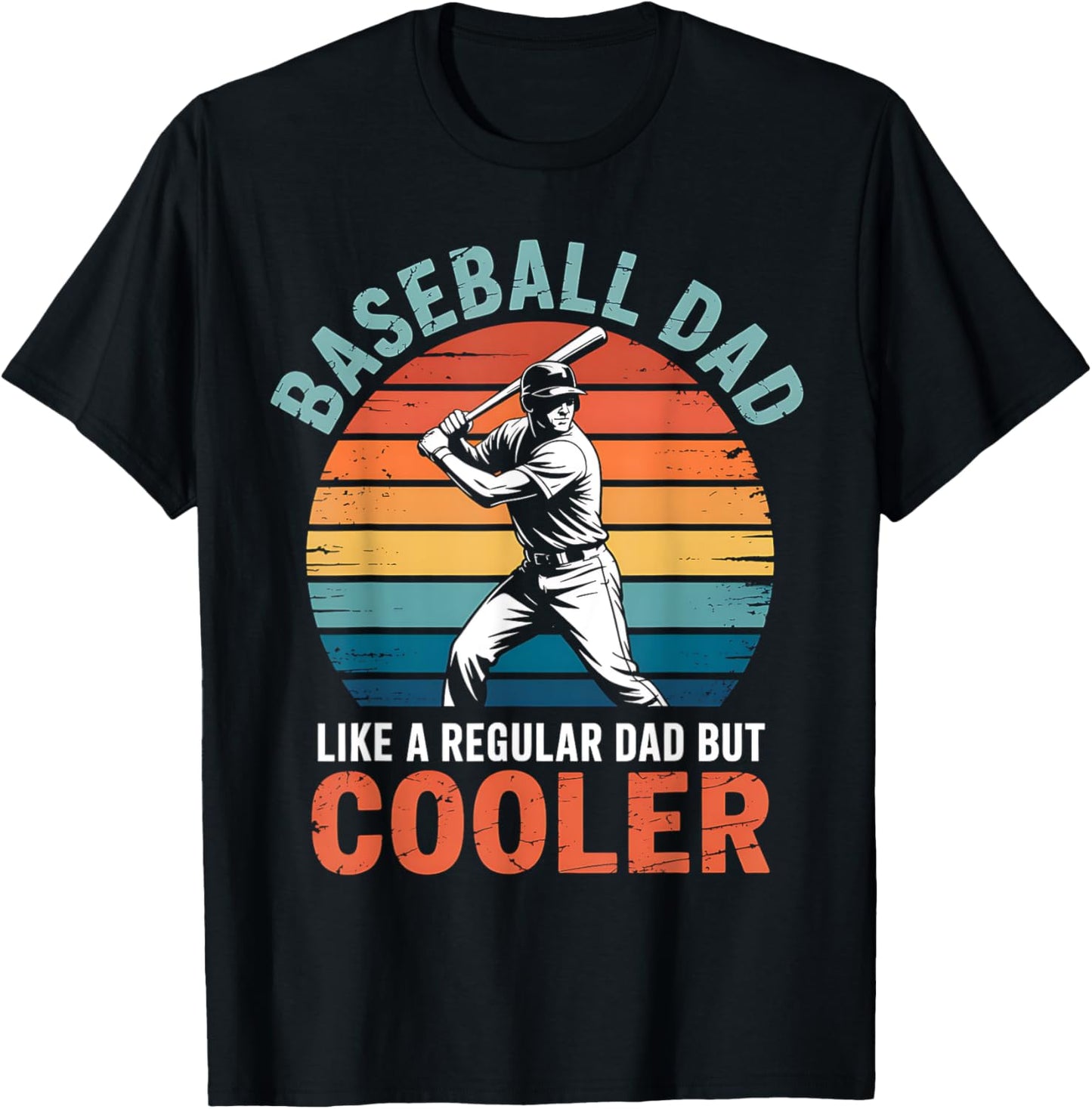 Baseball Dad Vintage Sunset Baseball Batter Father’s Day T-Shirt