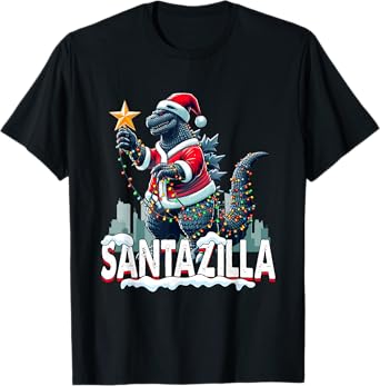 Kaiju Christmas Santazilla Japanese Monster Dinosaur Boys T-Shirt