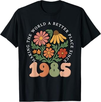 40 Years Old Vintage 1985 40th Birthday Tee Wildflower Women T-Shirt