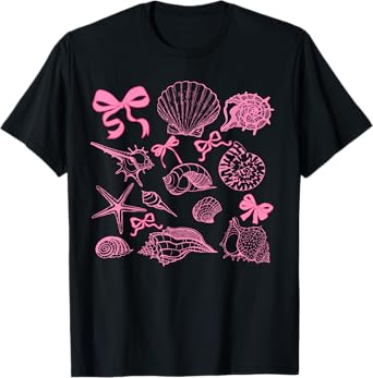 Seashell Coquette Bow Hawaii Beach Summer Vacation Family T-Shirt