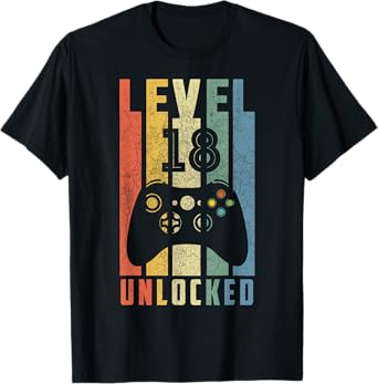 Level 18 Unlocked Tshirt 18th Video Gamer Birthday Boy Gifts T-Shirt