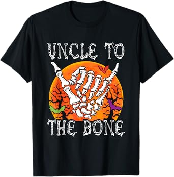 Uncle To Bone Halloween Moon Costume Skeleton Hand Lover T-Shirt