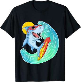 Surfing Shark Cute Sea Animal | Ocean Creature Adult & Kids T-Shirt